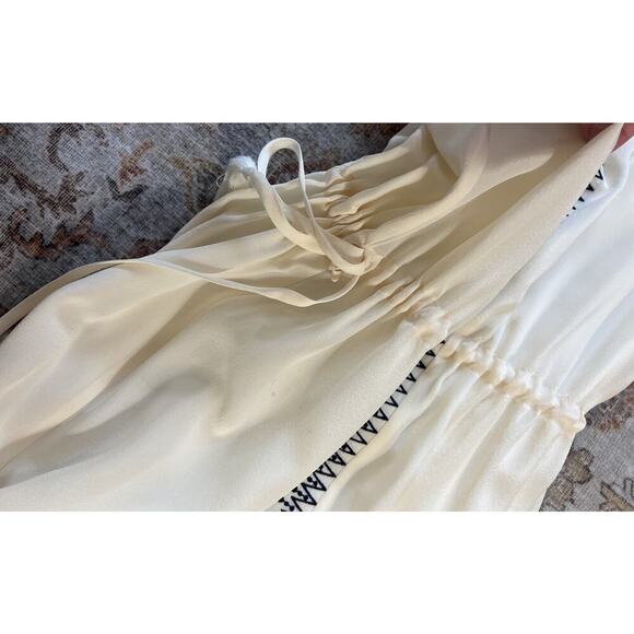 Tory Burch Silk Embroidered Cinched Waist Tie Sleeveless Shift Maxi Dress Size L - Picture 8 of 14